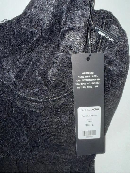 Fashion Nova Black Lace & Mesh Babydoll Chemise NWT - Large - Picture 3 of 5